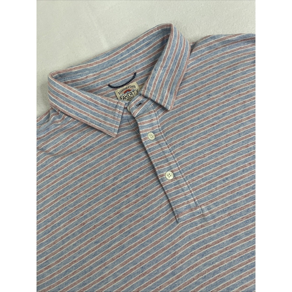 Faherty Movement Polo Shirt Men's XL Organic Pima Cotton Striped